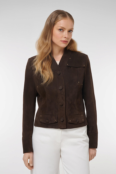 Укороченная куртка из замши Бренд Caterina Leman