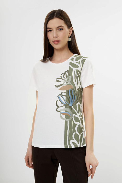 Хлопковая футболка с принтом Бренд Diana Gallesi