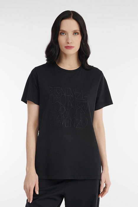 Хлопковая футболка с узором и стразами Бренд Diana Gallesi