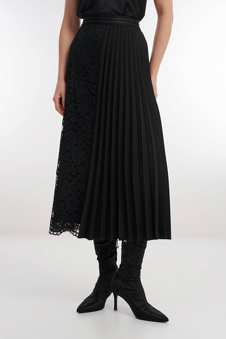 Плиссированная юбка с гипюровой вставкой Бренд Caterina Leman