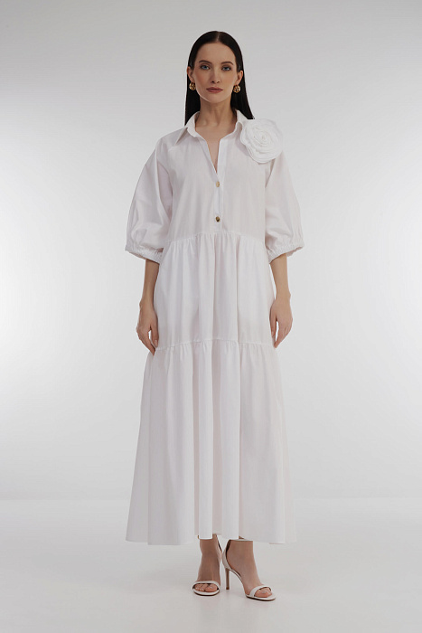 Хлопковое платье-рубашка с объемными рукавами Бренд Daniela Drei