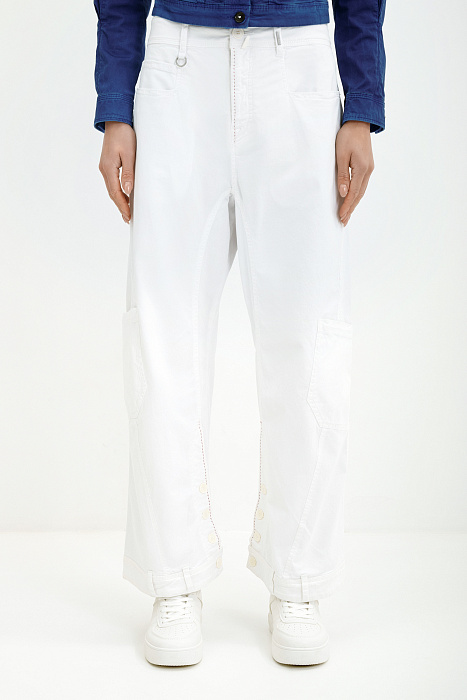 Джинсы багги с декоративным подолом Бренд High