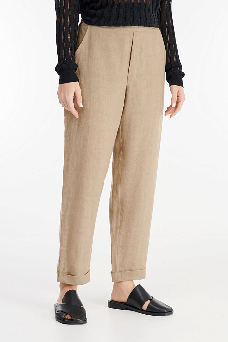 Льняные брюки на резинке Бренд Sarah Pacini
