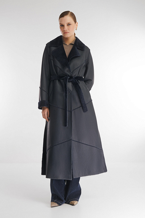 Длинная дубленка с английским воротником Бренд Caterina Leman