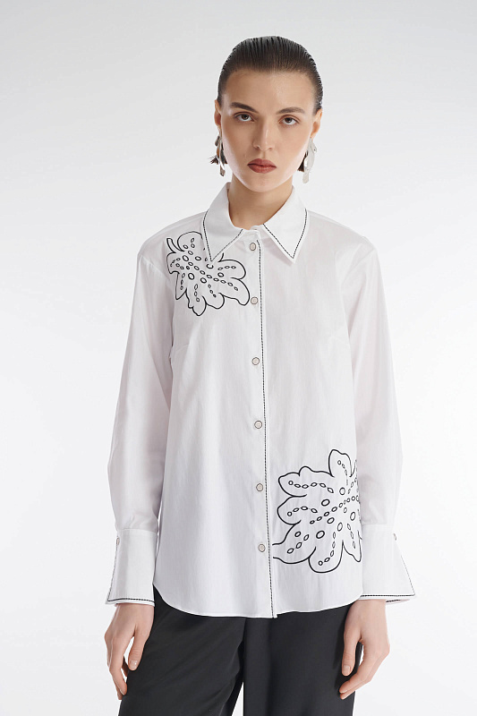 Рубашка с флористичной вышивкой Бренд Caterina Leman