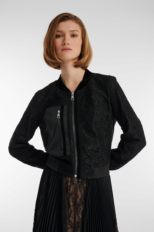Кружевной бомбер с бархатными деталями Бренд Caterina Leman
