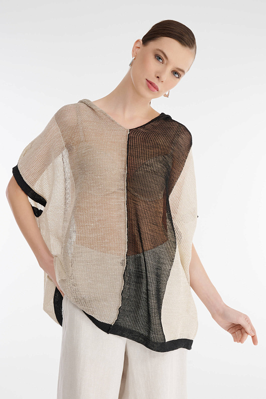 Удлиненный пуловер с капюшоном Бренд Sarah Pacini