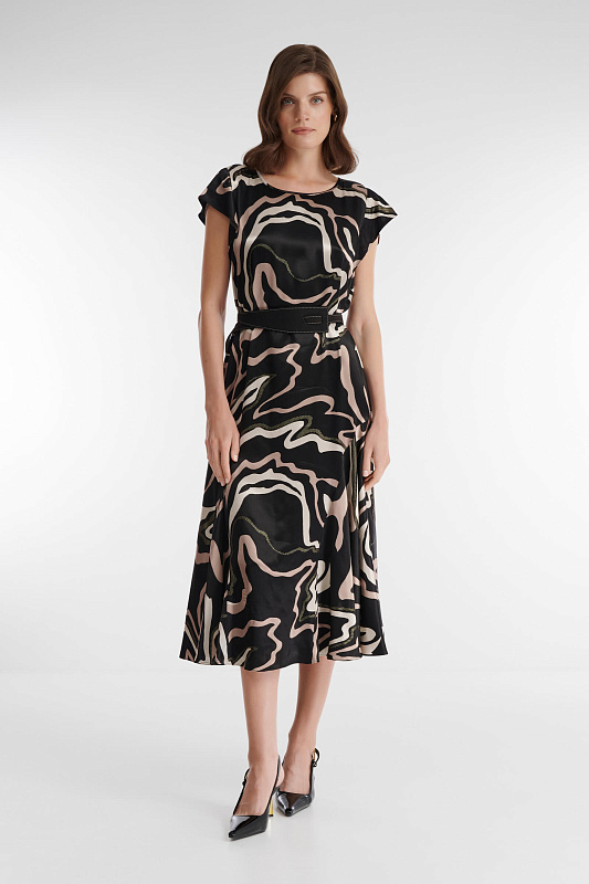 Расклешенное платье с абстрактным принтом Бренд Caterina Leman