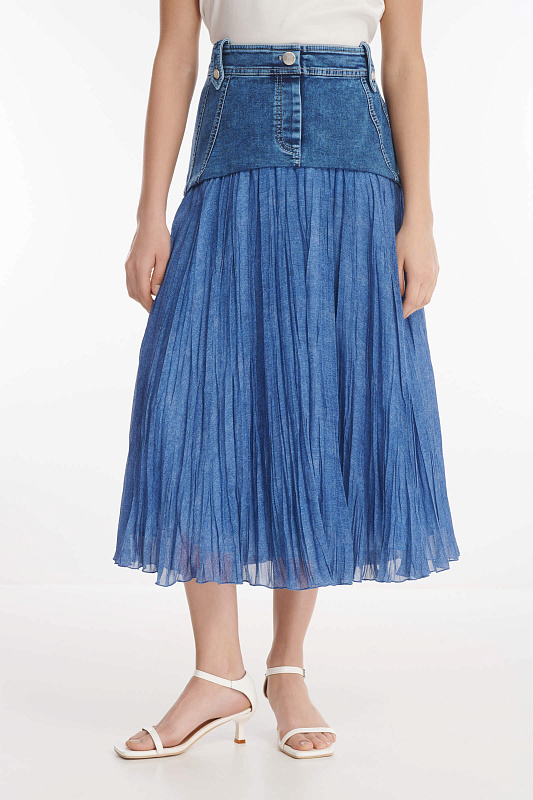 Юбка плиссе с кокеткой из денима Бренд Caterina Leman