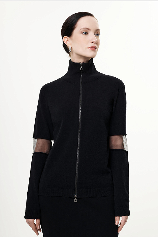 Кардиган на молнии с прозрачными вставками на рукавах Бренд Sarah Pacini