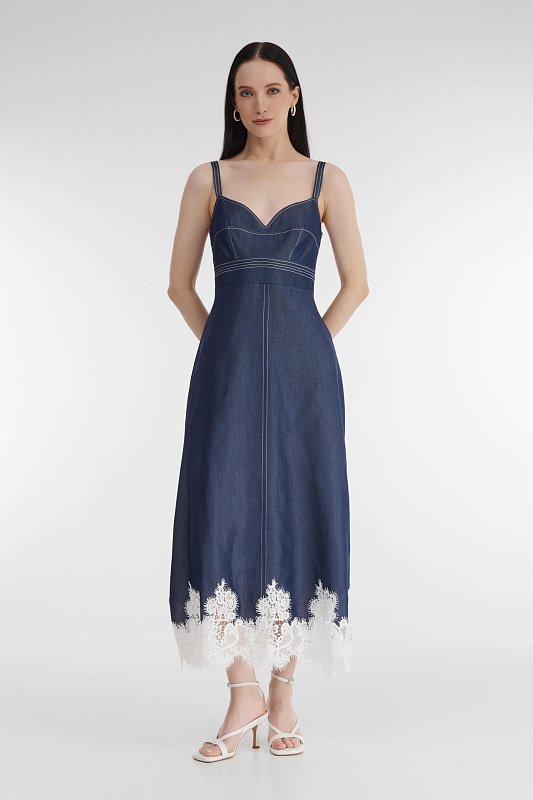 Джинсовый сарафан с кружевной отделкой Бренд Milva Mi