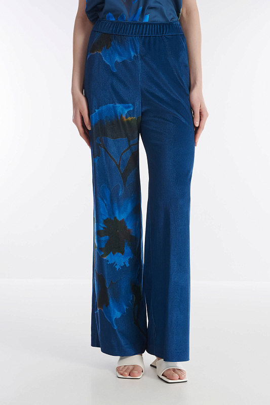 Бархатные брюки с цветочным принтом Бренд Caterina Leman