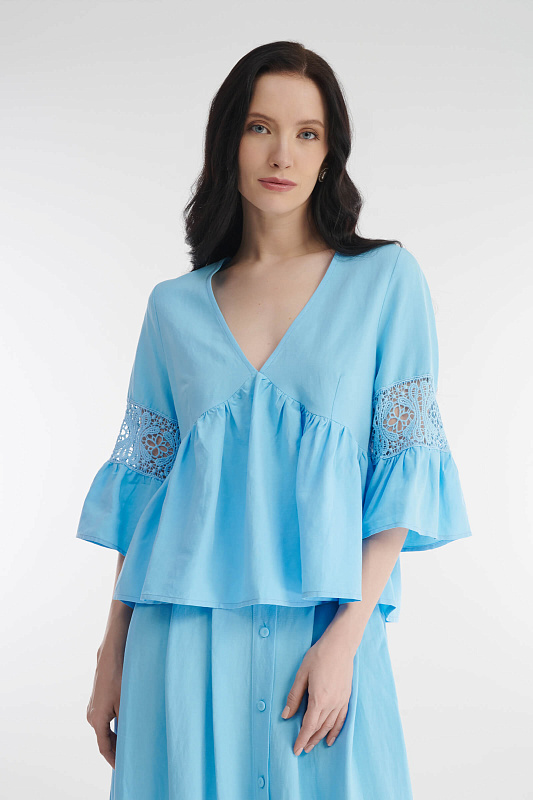 Легкая блузка с кружевом кроше Бренд Milva Mi