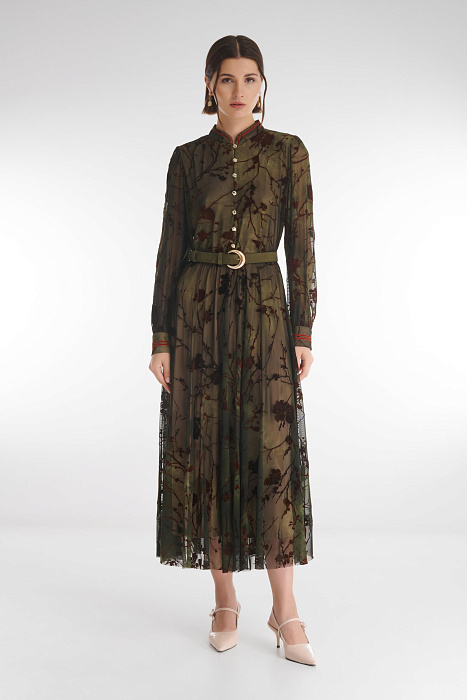 Платье-рубашка с бархатным цветочным узором Бренд Caterina Leman