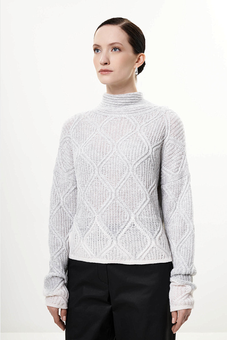 Свитер из шерсти альпаки с воротником-шарфом Бренд Sarah Pacini