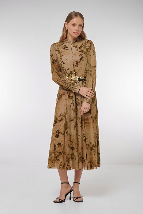 Платье с цветочным узором из велюра Бренд Caterina Leman