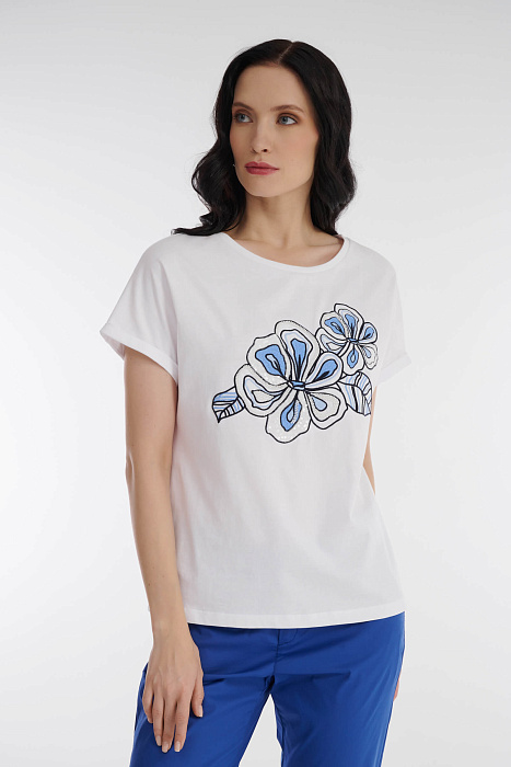 Хлопковая футболка с принтом Бренд Diana Gallesi