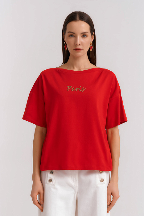 Футболка с вышивкой Бренд Diana Gallesi