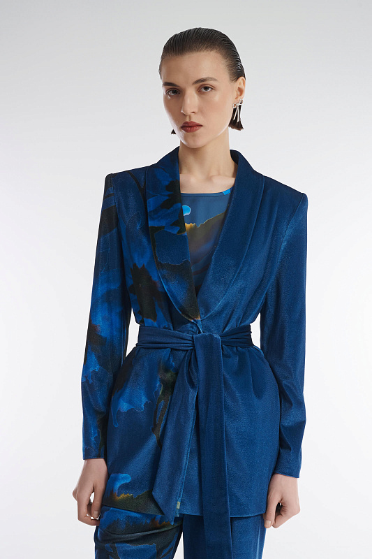 Бархатный жакет с цветочным принтом Бренд Caterina Leman