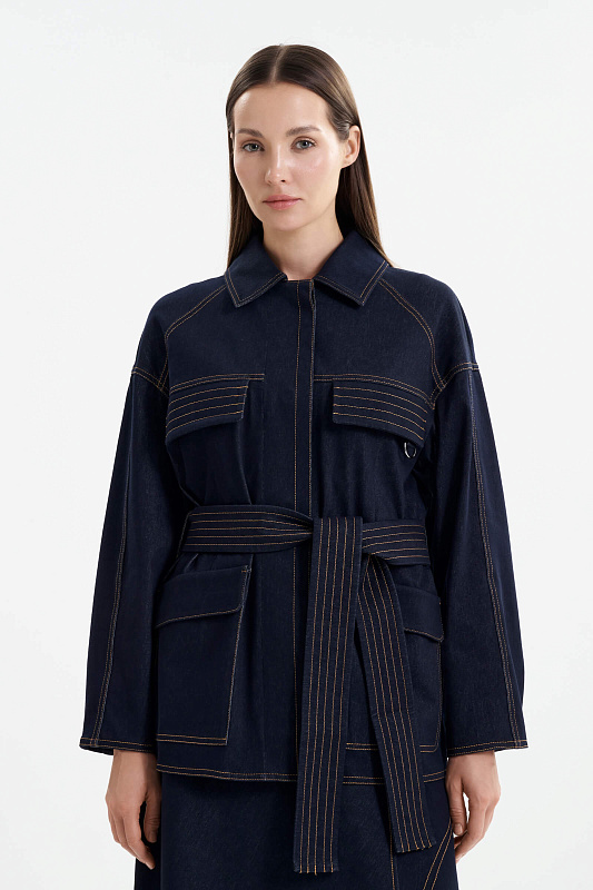 Джинсовая куртка с поясом Бренд MM