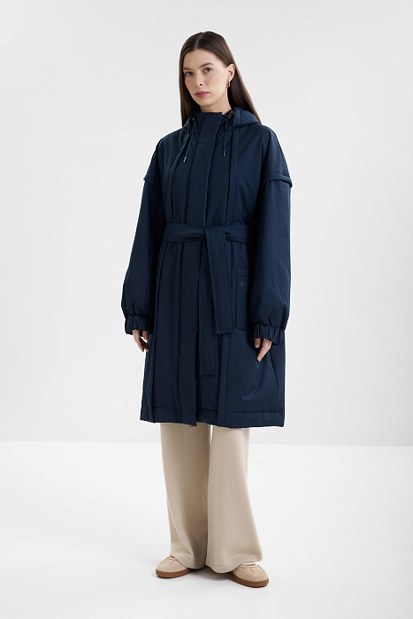 Утепленное пальто с капюшоном Бренд MM