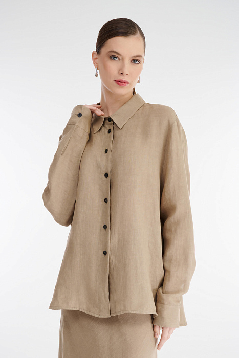Льняная рубашка на пуговицах Бренд Sarah Pacini