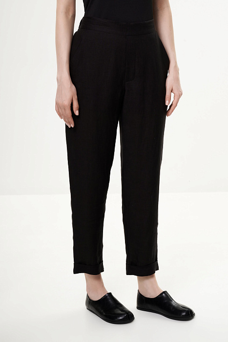 Льняные брюки на резинке Бренд Sarah Pacini