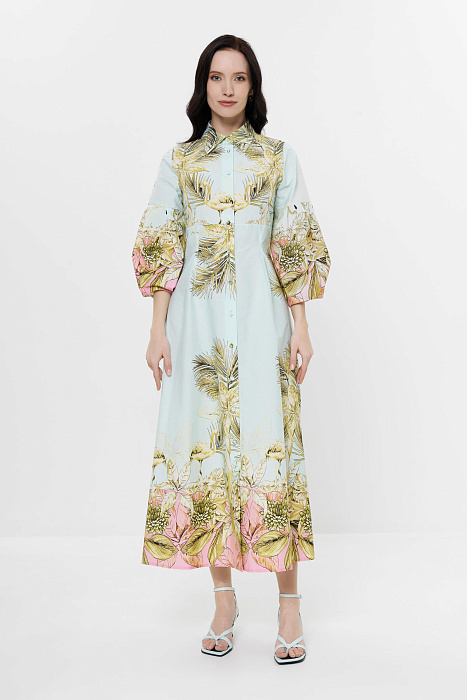 Хлопковое платье-рубашка с завышенной талией Бренд Milva Mi