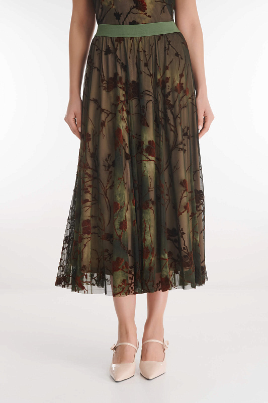 Расклешенная юбка с бархатным цветочным узором Бренд Caterina Leman