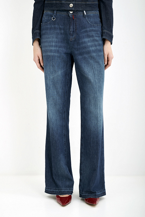 Джинсы клеш с потертостями Бренд High