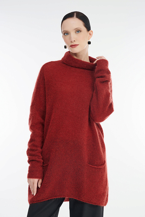 Удлиненный свитер с воротником-воронкой Бренд Sarah Pacini
