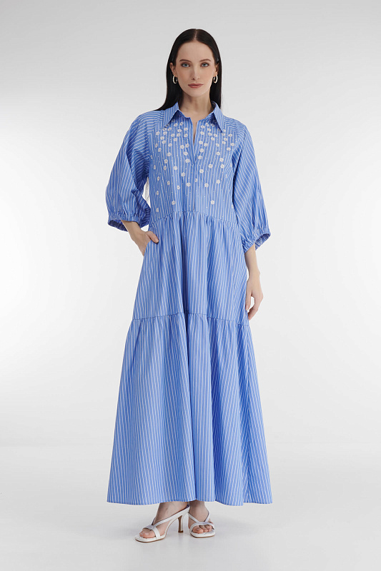 Хлопковое платье-рубашка с цветочной вышивкой Бренд Daniela Drei