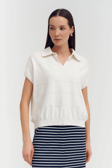 Джемпер с коротким рукавом и фактурным узором Бренд Sarah Pacini