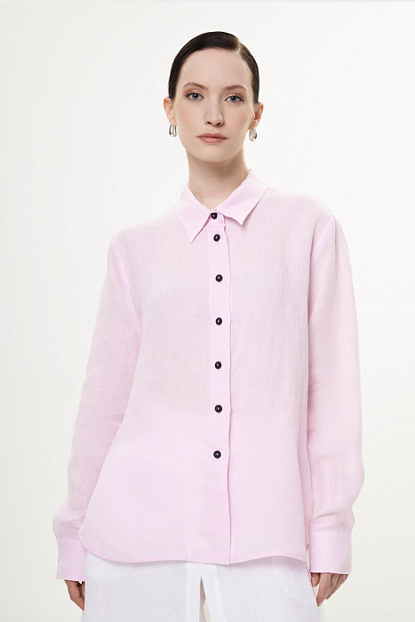 Льняная рубашка на пуговицах Бренд Sarah Pacini