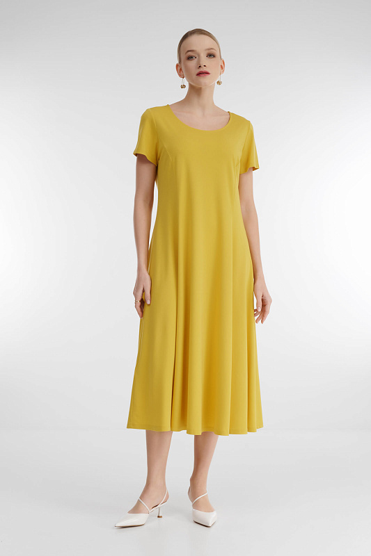 Расклешенное трикотажное платье с коротким рукавом Бренд Diana Gallesi