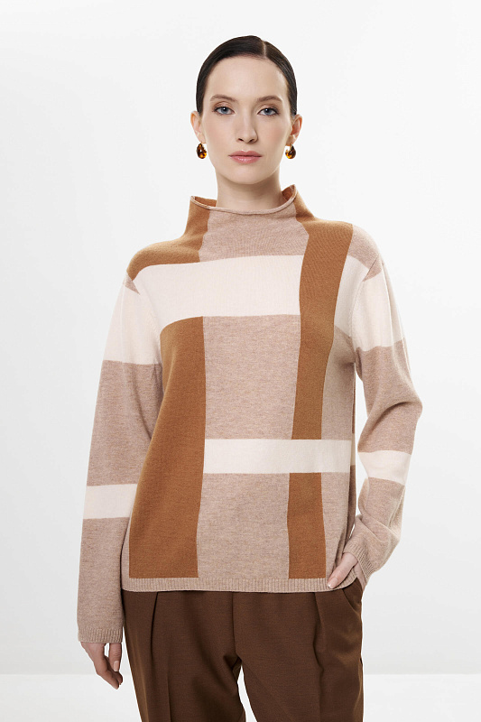 Шерстяной джемпер с воротником-воронкой Бренд Diana Gallesi