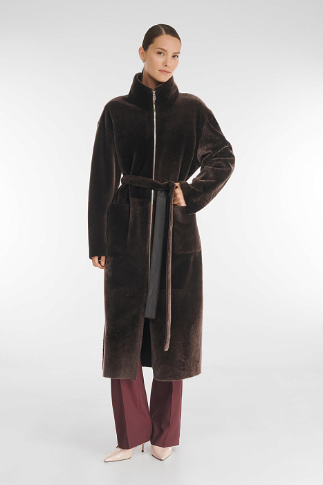 Двусторонняя дубленка с воротником-воронкой Бренд Caterina Leman