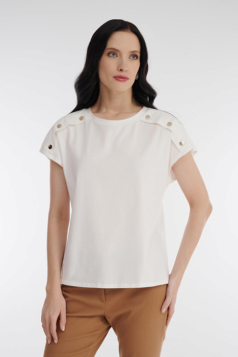 Хлопковая футболка с заклепками Бренд Diana Gallesi