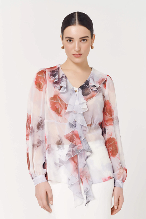 Блузка с воланами и цветочным принтом Бренд Caterina Leman