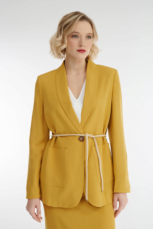 Однобортный пиджак прямого кроя с поясом Бренд Diana Gallesi