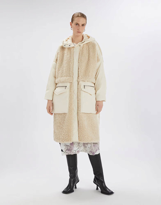 Пальто из искусственного меха и нейлона Бренд High