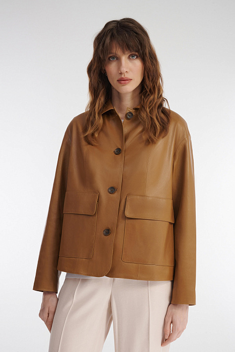 Укороченная куртка из натуральной кожи Бренд Caterina Leman